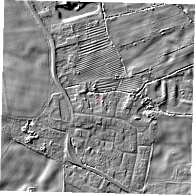 Shaded relief map of the ground around HU170UL, computed from Environment Agency LiDAR. The ground here sits at about 3 m above sea level and falls 6 m across the surrounding 800 m. Surface water reaching this point runs off ground lying to the south-west, 2.6 m higher.
