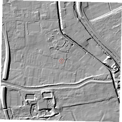 Shaded relief map of the ground around HU170WA, computed from Environment Agency LiDAR. The ground here sits at about 3 m above sea level and falls 14 m across the surrounding 800 m. Surface water reaching this point runs off ground lying to the north-north-west, 0.6 m higher.