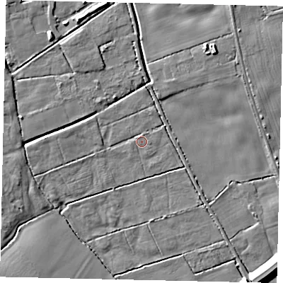 Shaded relief map of the ground around HU170YR, computed from Environment Agency LiDAR. The ground here sits at about 7 m above sea level and falls 11 m across the surrounding 800 m. Surface water reaching this point runs off ground lying to the west-south-west, 0.7 m higher.