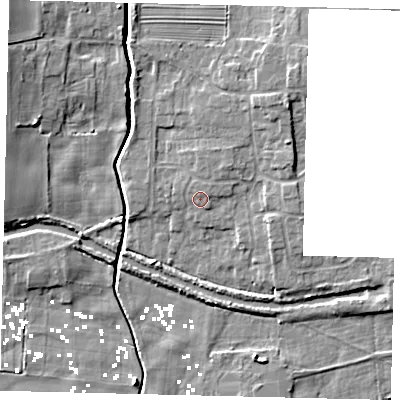 Shaded relief map of the ground around HU175LD, computed from Environment Agency LiDAR. The ground here sits at about 3 m above sea level and falls 9 m across the surrounding 800 m. Surface water reaching this point runs off ground lying to the north-east, 1.4 m higher.