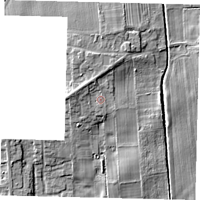 Shaded relief map of the ground around HU175NE, computed from Environment Agency LiDAR. The ground here sits at about 6 m above sea level and falls 9 m across the surrounding 800 m. Surface water reaching this point runs off ground lying to the west-north-west, 2.5 m higher.