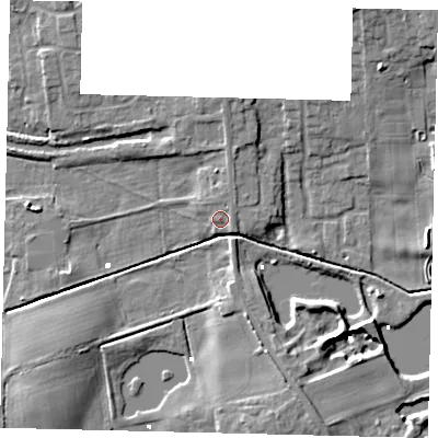 Shaded relief map of the ground around HU175NY, computed from Environment Agency LiDAR. The ground here sits at about 3 m above sea level and falls 9 m across the surrounding 800 m. Surface water reaching this point runs off ground lying to the north-north-east, 1.8 m higher.