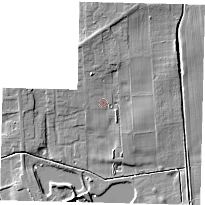 Shaded relief map of the ground around HU175PX, computed from Environment Agency LiDAR. The ground here sits at about 4 m above sea level and falls 10 m across the surrounding 800 m. Surface water reaching this point runs off ground lying to the north-north-west, 5.6 m higher.