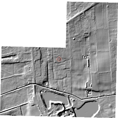 Shaded relief map of the ground around HU175QA, computed from Environment Agency LiDAR. The ground here sits at about 3 m above sea level and falls 9 m across the surrounding 800 m. Surface water reaching this point runs off ground lying to the north-north-east, 2.7 m higher.