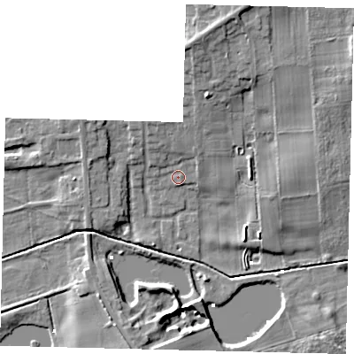 Shaded relief map of the ground around HU175QF, computed from Environment Agency LiDAR. The ground here sits at about 2 m above sea level and falls 9 m across the surrounding 800 m. Surface water reaching this point runs off ground lying to the north-north-east, 3.7 m higher.