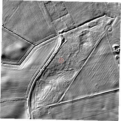 Shaded relief map of the ground around HU177LQ, computed from Environment Agency LiDAR. The ground here sits at about 11 m above sea level and falls 8 m across the surrounding 800 m. Surface water reaching this point runs off ground lying to the west, 1.2 m higher.