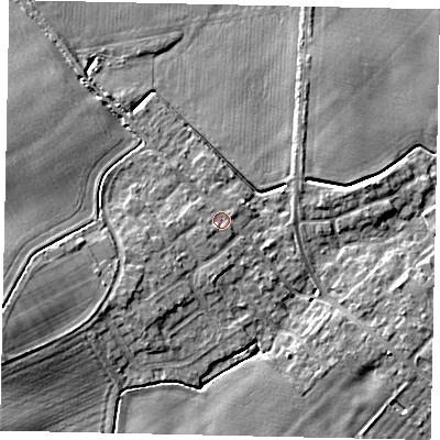 Shaded relief map of the ground around HU177NH, computed from Environment Agency LiDAR. The ground here sits at about 13 m above sea level and falls 9 m across the surrounding 800 m. Surface water reaching this point runs off ground lying to the south-west, 1.1 m higher.