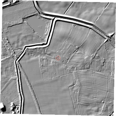 Shaded relief map of the ground around HU177NR, computed from Environment Agency LiDAR. The ground here sits at about 4 m above sea level and falls 10 m across the surrounding 800 m. Surface water reaching this point runs off ground lying to the north-east, 3.1 m higher.