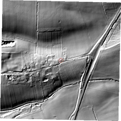 Shaded relief map of the ground around HU178PP, computed from Environment Agency LiDAR. The ground here sits at about 29 m above sea level and falls 17 m across the surrounding 800 m. Surface water reaching this point runs off ground lying to the west-south-west, 3.8 m higher.