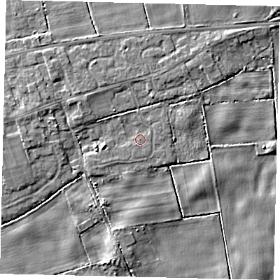 Shaded relief map of the ground around HU179RH, computed from Environment Agency LiDAR. The ground here sits at about 2 m above sea level and falls 5 m across the surrounding 800 m. Surface water reaching this point runs off ground lying to the north-west, 2.6 m higher.