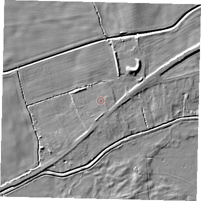 Shaded relief map of the ground around HU179RS, computed from Environment Agency LiDAR. The ground here sits at about 3 m above sea level and falls 7 m across the surrounding 800 m. Surface water reaching this point runs off ground lying to the south, 1.6 m higher.
