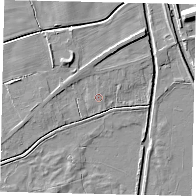 Shaded relief map of the ground around HU179RT, computed from Environment Agency LiDAR. The ground here sits at about 3 m above sea level and falls 8 m across the surrounding 800 m. Surface water reaching this point runs off ground lying to the north-north-east, 0.7 m higher.