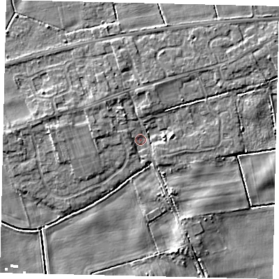 Shaded relief map of the ground around HU179SD, computed from Environment Agency LiDAR. The ground here sits at about 2 m above sea level and falls 5 m across the surrounding 800 m. Surface water reaching this point runs off ground lying to the east, 3.3 m higher.