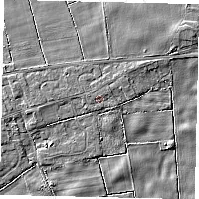 Shaded relief map of the ground around HU179SE, computed from Environment Agency LiDAR. The ground here sits at about 3 m above sea level and falls 6 m across the surrounding 800 m. Surface water reaching this point runs off ground lying to the north-east, 1.1 m higher.