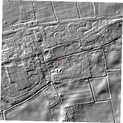 Shaded relief map of the ground around HU179SF, computed from Environment Agency LiDAR. The ground here sits at about 2 m above sea level and falls 5 m across the surrounding 800 m. Surface water reaching this point runs off ground lying to the south, 2.8 m higher.