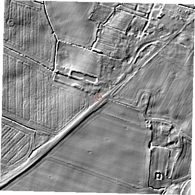 Shaded relief map of the ground around HU179SL, computed from Environment Agency LiDAR. The ground here sits at about 5 m above sea level and falls 6 m across the surrounding 800 m. Surface water reaching this point runs off ground lying to the south-south-west, 1.1 m higher.