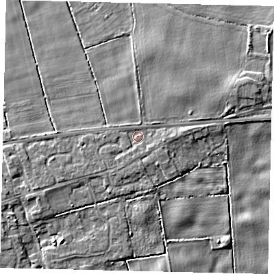 Shaded relief map of the ground around HU179SQ, computed from Environment Agency LiDAR. The ground here sits at about 3 m above sea level and falls 5 m across the surrounding 800 m. Surface water reaching this point runs off ground lying to the east, 1.4 m higher.