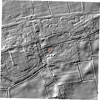 Shaded relief map of the ground around HU179ST, computed from Environment Agency LiDAR. The ground here sits at about 2 m above sea level and falls 5 m across the surrounding 800 m. Surface water reaching this point runs off ground lying to the south-east, 3.3 m higher.