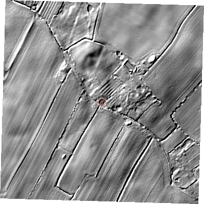 Shaded relief map of the ground around HU192BZ, computed from Environment Agency LiDAR. The ground here sits at about 17 m above sea level and falls 8 m across the surrounding 800 m. Surface water reaching this point runs off ground lying to the south-south-west, 3.4 m higher.