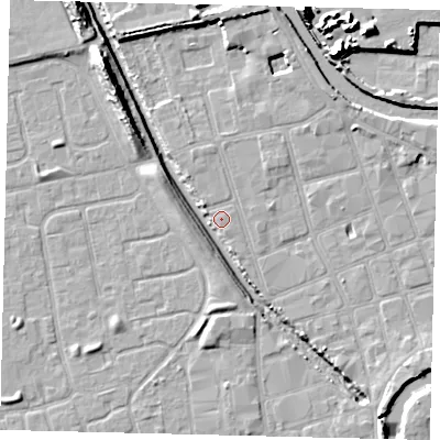 Shaded relief map of the ground around HU20JP, computed from Environment Agency LiDAR. The ground here sits at about 3 m above sea level and falls 15 m across the surrounding 800 m. Surface water reaching this point runs off ground lying to the south-east, 5.7 m higher.