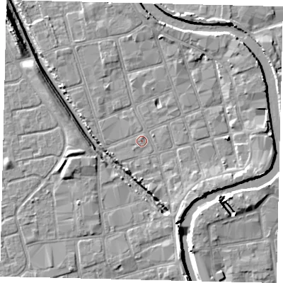 Shaded relief map of the ground around HU20PJ, computed from Environment Agency LiDAR. The ground here sits at about 2 m above sea level and falls 11 m across the surrounding 800 m. Surface water reaching this point runs off ground lying to the east, 3.6 m higher.