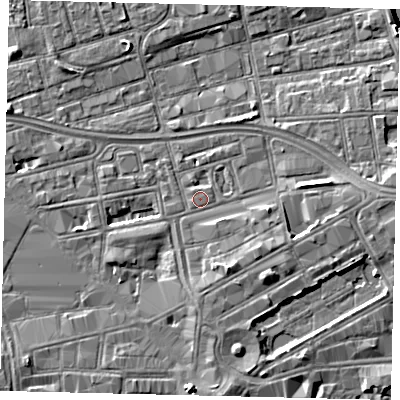 Shaded relief map of the ground around HU28GA, computed from Environment Agency LiDAR. The ground here sits at about 3 m above sea level and falls 8 m across the surrounding 800 m. Surface water reaching this point runs off ground lying to the south-south-east, 2.9 m higher.