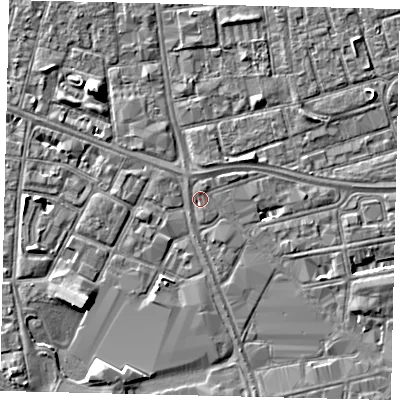 Shaded relief map of the ground around HU28NR, computed from Environment Agency LiDAR. The ground here sits at about 3 m above sea level and falls 5 m across the surrounding 800 m. Surface water reaching this point runs off ground lying to the south-south-west, 1.8 m higher.