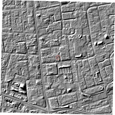 Shaded relief map of the ground around HU29BX, computed from Environment Agency LiDAR. The ground here sits at about 2 m above sea level and falls 5 m across the surrounding 800 m. Surface water reaching this point runs off ground lying to the north-east, 0.5 m higher.