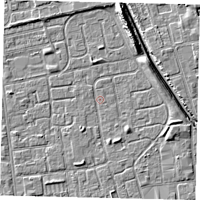 Shaded relief map of the ground around HU29LE, computed from Environment Agency LiDAR. The ground here sits at about 2 m above sea level and falls 11 m across the surrounding 800 m. Surface water reaching this point runs off ground lying to the east-north-east, 3.0 m higher.