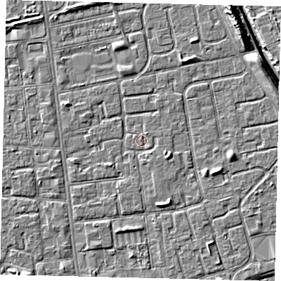 Shaded relief map of the ground around HU29PR, computed from Environment Agency LiDAR. The ground here sits at about 2 m above sea level and falls 11 m across the surrounding 800 m. Surface water reaching this point runs off ground lying to the north-east, 0.7 m higher.