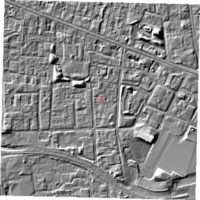 Shaded relief map of the ground around HU31AN, computed from Environment Agency LiDAR. The ground here sits at about 2 m above sea level and falls 5 m across the surrounding 800 m. Surface water reaching this point runs off ground lying to the south-east, 4.6 m higher.