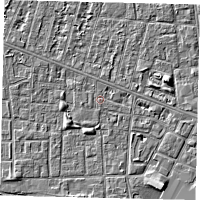 Shaded relief map of the ground around HU31AW, computed from Environment Agency LiDAR. The ground here sits at about 2 m above sea level and falls 5 m across the surrounding 800 m. Surface water reaching this point runs off ground lying to the west-north-west, 0.7 m higher.