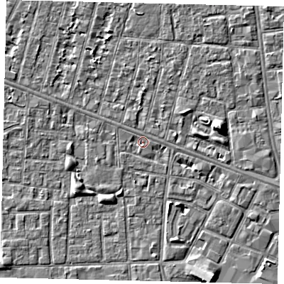 Shaded relief map of the ground around HU31BH, computed from Environment Agency LiDAR. The ground here sits at about 2 m above sea level and falls 5 m across the surrounding 800 m. Surface water reaching this point runs off ground lying to the south-south-west, 0.9 m higher.