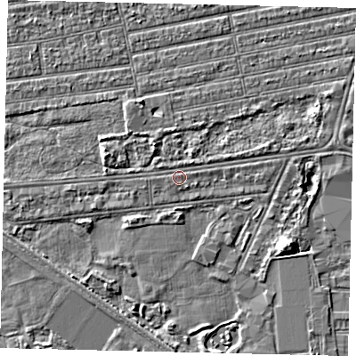 Shaded relief map of the ground around HU31LB, computed from Environment Agency LiDAR. The ground here sits at about 2 m above sea level and falls 5 m across the surrounding 800 m. Surface water reaching this point runs off ground lying to the west-north-west, 0.6 m higher.