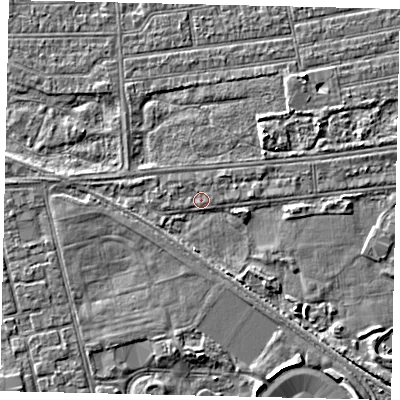 Shaded relief map of the ground around HU31LE, computed from Environment Agency LiDAR. The ground here sits at about 2 m above sea level and falls 4 m across the surrounding 800 m. Surface water reaching this point runs off ground lying to the south, 1.4 m higher.
