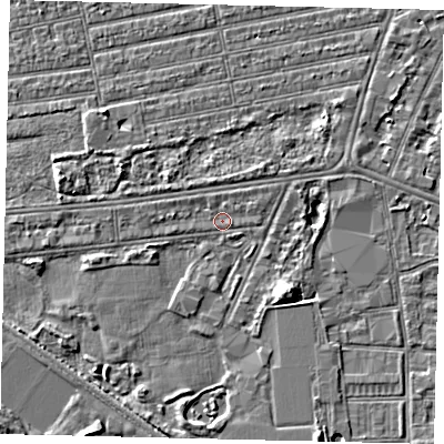 Shaded relief map of the ground around HU31LH, computed from Environment Agency LiDAR. The ground here sits at about 2 m above sea level and falls 5 m across the surrounding 800 m. Surface water reaching this point runs off ground lying to the west-south-west, 1.5 m higher.