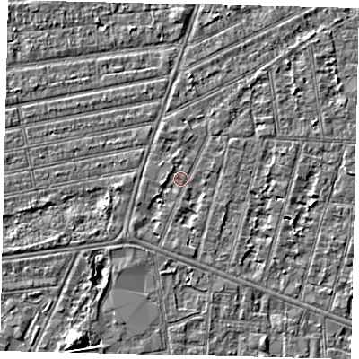 Shaded relief map of the ground around HU31LY, computed from Environment Agency LiDAR. The ground here sits at about 2 m above sea level and falls 5 m across the surrounding 800 m. Surface water reaching this point runs off ground lying to the west-south-west, 1.3 m higher.