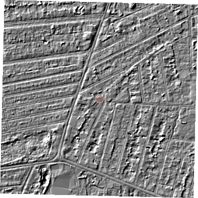 Shaded relief map of the ground around HU31NJ, computed from Environment Agency LiDAR. The ground here sits at about 2 m above sea level and falls 3 m across the surrounding 800 m. Surface water reaching this point runs off ground lying to the south-south-west, 1.3 m higher.