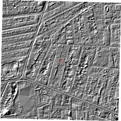 Shaded relief map of the ground around HU31PB, computed from Environment Agency LiDAR. The ground here sits at about 2 m above sea level and falls 5 m across the surrounding 800 m. Surface water reaching this point runs off ground lying to the south-south-west, 0.8 m higher.