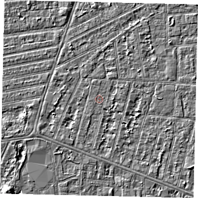 Shaded relief map of the ground around HU31PD, computed from Environment Agency LiDAR. The ground here sits at about 2 m above sea level and falls 5 m across the surrounding 800 m. Surface water reaching this point runs off ground lying to the south-south-west, 0.8 m higher.