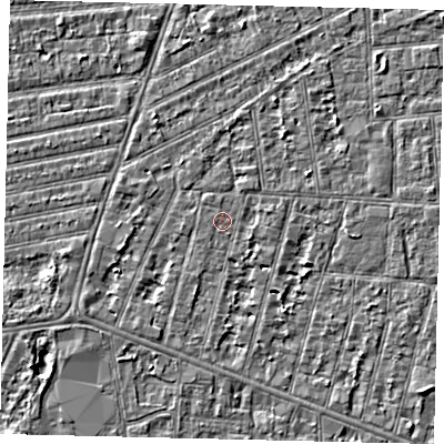 Shaded relief map of the ground around HU31PE, computed from Environment Agency LiDAR. The ground here sits at about 2 m above sea level and falls 3 m across the surrounding 800 m. Surface water reaching this point runs off ground lying to the south-south-west, 0.8 m higher.