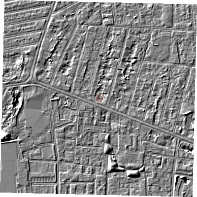 Shaded relief map of the ground around HU31PG, computed from Environment Agency LiDAR. The ground here sits at about 2 m above sea level and falls 5 m across the surrounding 800 m. Surface water reaching this point runs off ground lying to the north-west, 0.9 m higher.