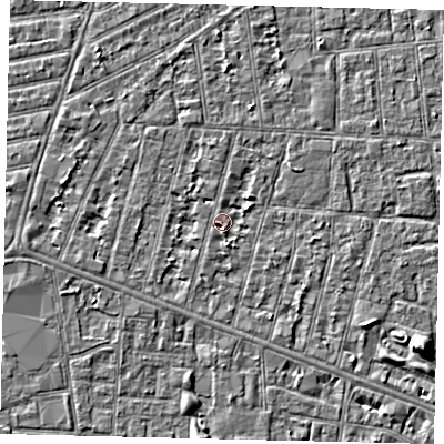 Shaded relief map of the ground around HU31PL, computed from Environment Agency LiDAR. The ground here sits at about 2 m above sea level and falls 5 m across the surrounding 800 m. Surface water reaching this point runs off ground lying to the south-east, 1.8 m higher.