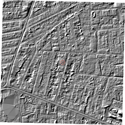 Shaded relief map of the ground around HU31PN, computed from Environment Agency LiDAR. The ground here sits at about 2 m above sea level and falls 5 m across the surrounding 800 m. Surface water reaching this point runs off ground lying to the south-west, 1.6 m higher.