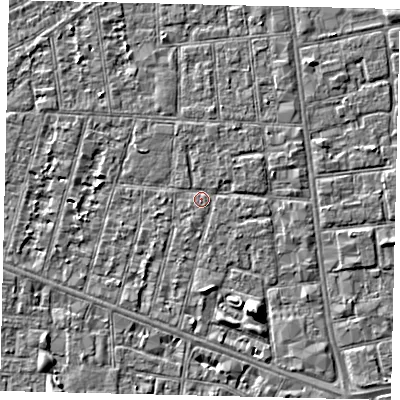 Shaded relief map of the ground around HU31SA, computed from Environment Agency LiDAR. The ground here sits at about 2 m above sea level and falls 5 m across the surrounding 800 m. Surface water reaching this point runs off ground lying to the south-south-east, 4.6 m higher.
