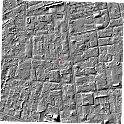 Shaded relief map of the ground around HU31SG, computed from Environment Agency LiDAR. The ground here sits at about 2 m above sea level and falls 5 m across the surrounding 800 m. The ground contributing surface water to this point lies to the west-south-west.