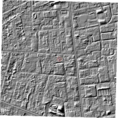 Shaded relief map of the ground around HU31SP, computed from Environment Agency LiDAR. The ground here sits at about 2 m above sea level and falls 5 m across the surrounding 800 m. The ground contributing surface water to this point lies to the south-west.