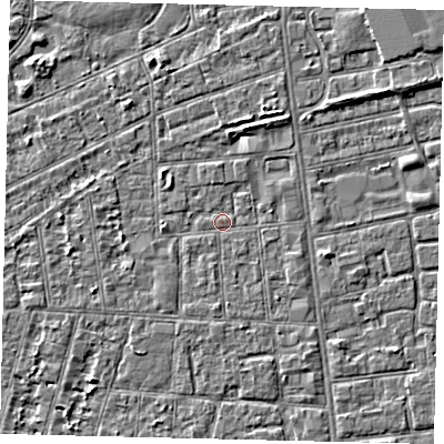 Shaded relief map of the ground around HU31SS, computed from Environment Agency LiDAR. The ground here sits at about 2 m above sea level and falls 3 m across the surrounding 800 m. Surface water reaching this point runs off ground lying to the north-east, 2.1 m higher.