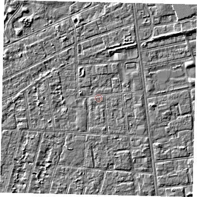 Shaded relief map of the ground around HU31ST, computed from Environment Agency LiDAR. The ground here sits at about 2 m above sea level and falls 3 m across the surrounding 800 m. Surface water reaching this point runs off ground lying to the north-east, 2.1 m higher.