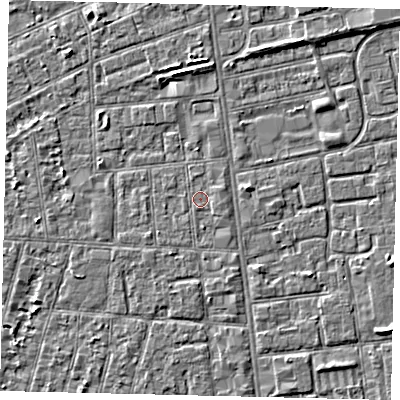 Shaded relief map of the ground around HU31SW, computed from Environment Agency LiDAR. The ground here sits at about 2 m above sea level and falls 3 m across the surrounding 800 m. Surface water reaching this point runs off ground lying to the east-south-east, 0.7 m higher.